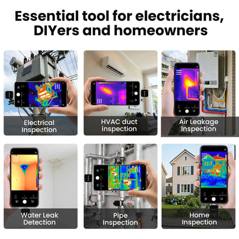 Thermal Camera 128x96 IR Imager For Leak Detection On USB C Android Phones Plug In OTG Ready No Battery Or Drivers Needed Ideal For electricians DIYers and homeowners; phone thermal scan examples
