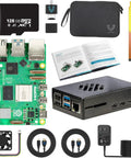 Raspberry Pi 5 Starter Kit MAX With 8GB RAM, 128GB Preloaded MicroSD, case, power supply, and cooling components shown