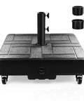 Beefy 100 Lb Fillable Umbrella Base With 4 Wheels And Dual Locks For Easy Move Rust Resistant And Windproof Stand Heavy Duty Black