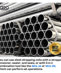 Heavy Duty Steel Strapping Coil, 1/2 Inch Wide, 0.020 Inch Thick, 200 Feet Long, 1100 Lb Break Strength, tubes bundle
