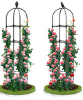 2 Pack Garden Obelisk Trellis For Climbing Vines Adjustable 35 To 70 Inch Plant Support with roses in outdoor setting