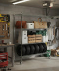 Heavy Duty 5 Tier Wire Shelving With Wheels Mobile Steel Storage Rack Each Layer Up To 250Kg Per Shelf Easy Tool Free Assembly Perfect For Garage Workshop And Home Organization in garage