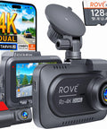 Dual 4K Front And 1080P Rear Dash Cam With STARVIS 2 Sensor, 128GB Card Included, 5G WiFi App Control, smartphone display