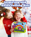 Festive moment with child holding 32000 Fuse Beads Kit With 32 Colors And 6 Pegboards For Kids Ages 5 And Up