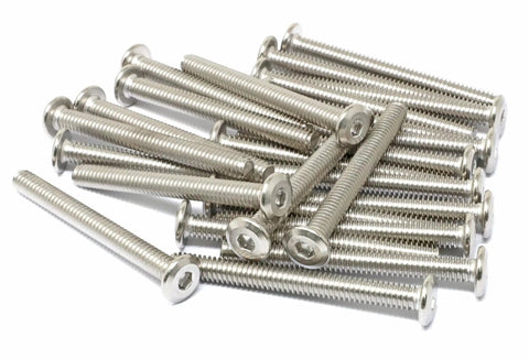 25 Piece 1/4-20 Stainless Steel 304 Hex Socket Flat Head Cap Screws Bolts 2-1/2 Inch Bright Finish Furniture Hardware Kit