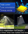 High Brightness 800W Solar Street Light Outdoor Dusk To Dawn IP67 Waterproof LED Parking Lot Garden Light With Motion Sensor