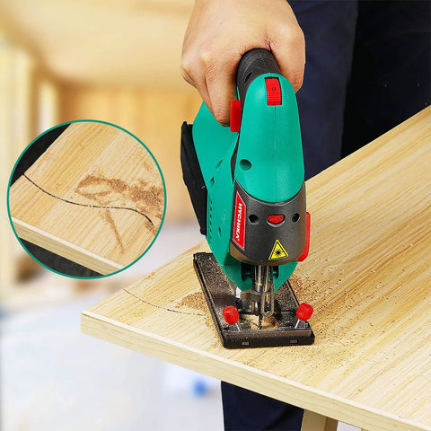 Jig Saw With 800W Pure Copper Motor 6 Speed Settings From 800 To 3000 SPM 4 Orbital Settings Bevel Up To 45 Degrees cutting wood