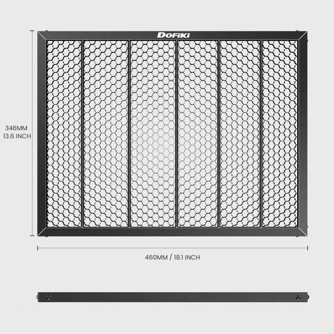 Front view: Dofiki honeycomb laser bed for Falcon A1/A1 Pro with aluminum bottom panel and honeycomb plate