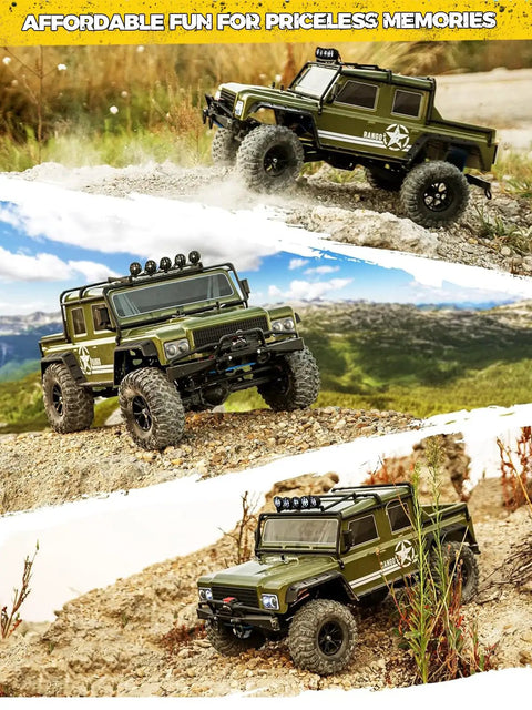 1:8 Scale RC Crawler Beast 4WD Off-Road Monster With 2-Speed Transmission on rocky terrain, Army Green, Ready To Run RTR