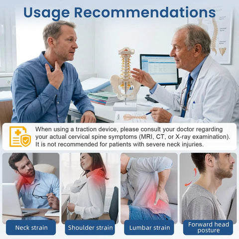 Usage recommendations for Sick Of Neck Pain? This Adjustable Cervical Traction Device With Built Air Pump for neck strain.