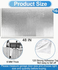 Top Shelf Garage Door Insulation Kit Hella Thick Double Bubble Reflective Heat Barrier With Loads Of Kickass Adhesive Tapes For 16 Piece 24x48 Weather Resistant Walls, showing size dimensions and thickness.