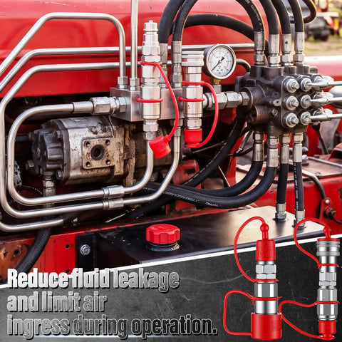 Bad Boy Hydraulic Quick Coupler Adapter Set 1 Over 2 Inch Flat Face ISO 16028 To ISO 5675 Pioneers Style Male Female Hydraulic Fittings With Dust Caps on tractor hydraulic system