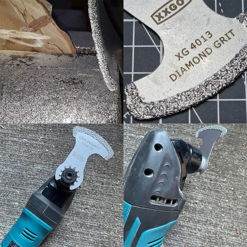 Four Pack Diamond Grout Removal Blades For One-Eighth Inch Grout Lines, Oscillating Tool Compatible, Ultra Sharp Grout Removal For Tile Mortar Thinset Plaster, Not For Cutting Tile Or Granite, 2.3mm Thick