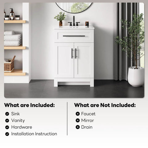Kick Your Routine Up A Notch With This Slick 24 Inch Bathroom Vanity Featuring An Integrated Sink Sleek U Drawer Double Doors And Durable FSC Certified Wood
