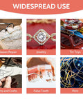 Image showing diverse uses of spot welders for glasses repair, jewelry making, tin toys, arts and crafts, false teeth, and wire.