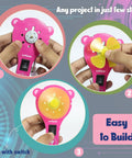 Over 100 STEM Projects Kit For Girls Ages 8 To 12 Mini Engineering Set displaying easy-to-build fan project with button switch.