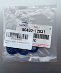 Oil Drain Plug Gasket Set And Crush Washer Replacement For Toyota, aluminum blue washers in 10-pack with 90430-12031 label