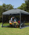 10x10 Pop Up Canopy Tent With Screen Walls, Waterproof Portable Shade For Camping, Backyard And Events, Dark Grey