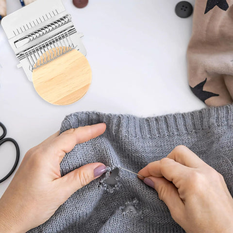 Mini Portable Patch Set With 50 Color Threads And Darning Loom Kit For Jeans And Socks, Visible Mending Made Easy Grab And Go