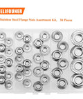 Top Drawer 304 Stainless Steel Flange Nuts Assortment Kit 38 Piece Set loaded with serrated hex lock nuts displayed in a clear organizer.