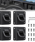 Rock Solid Ford Boxlink Tie Down Anchors 4 Pack Heavy Duty Truck Bed Mounting Cleats with screws and tools for easy installation.