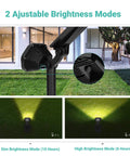 Outdoor Solar Lights With 10 LED Landscape Spotlights showing adjustable brightness modes for yard and garden lighting.