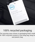 Sustainable Laptop Backpack Engineered For 16 Inch Devices Holds 18 Liters Of Top Grade Gear While Delivering Water Resistant Durability And Smooth Daily Vibes, featuring a 100% recycled packaging tag.