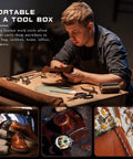 Craftsman using Pro Grade Five Piece Leather Knife Set With Groover Tool And Two Edge Bevelers Burnisher And Cutting Knife In Sandalwood Handle Perfect Starter Kit For DIY Leather Craft And Finishing Projects on leather project.