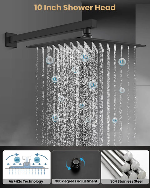 Built Tough 10 Inch Matte Black Shower Faucet Set Featuring Solid Brass Shower Valve Kit And Rust Resistant Stainless Steel Arms For Easy Install And A Smooth Daily Shower Experience Anytime