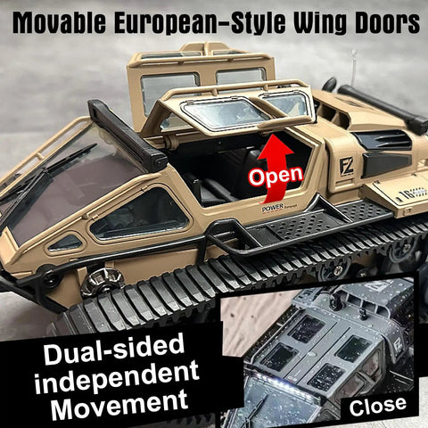 1 16th Scale Military RC Tank Off Road Crawler With 4WD Adjustable Speed And Steering Dual Batteries Openable Doors