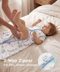 Baby in 2 Pack Baby Sleep Sack 0-6 Months 0.5 Tog 100 Percent Cotton Wearable Blanket With 2-Way Zipper Lightweight Blue Rockets Design
