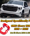 GMC Sierra 1500 Front Tow Hook Cover Replacement Custom Fit Silicone Cover For 2019 2020 2021 2022 2023 2024 Red Durable Wear Resistant Protects Tow Receiver And Adds Dope OEM Style Finish shown on truck