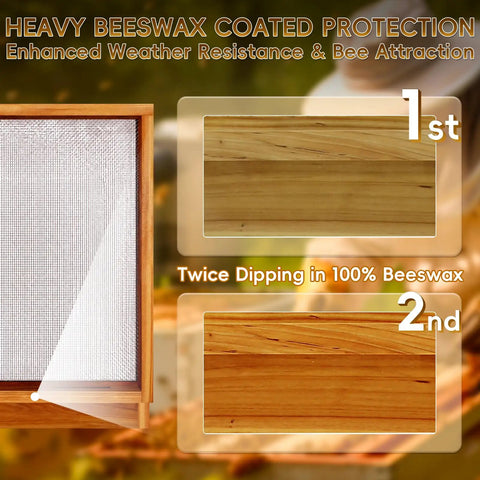 Two Pack Langstroth Bee Hive Bottom Board With Cedar Construction Beeswax Coated And Metal Screen For Superior Ventilation