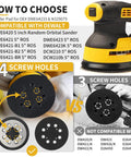 How to choose Five Inch Sander Pad Replacement With Eight Hole Hook And Loop for DeWalt DWE6421 DWE6423 DCW210B shown