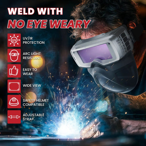 Auto Darkening Welding Goggles With True Color Vision Adjustable Shade 4/5-9/9-13 in use during welding process