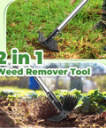 Long Handle Weed Puller Tool 60 Inch 2 In 1 Weed Rake And Hoe For Weeding Uprooting Weeds Detachable Handle For Yard Work Lawn Patio And Garden Ideal For Weeding Gardens And Lawns With Deep Tines And Tough Build Designed For Easy Uprooting And Patio in use on grass and garden soil