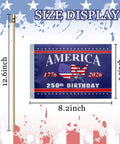 12 Pack 250th Anniversary USA Flags On Sticks 5x8 Inch Handheld Flags For 4th Of July Outdoor Decor Polyester With Wooden Sticks Party Supplies Bundle, showing flag dimensions and design