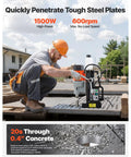 Heavy Duty 1550W Mag Drill Press Featuring Magnetic Base That Grips Like Crazy, Smooth Variable 0 To 600 RPM Dial, 2.4 Inch Boring Capacity designed for drilling steel plates.