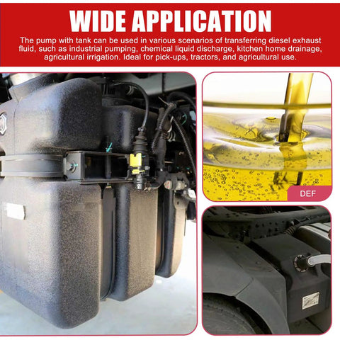 No Brainer 12 Volt Diesel Fluid Transfer Pump Kit Pairing 48 Gallon Portable Caddy Tank With 10 Gpm Flow Rate For Urea Transfer Plus Easy Grip Blue And White Pro Design attached to a vehicle for transferring diesel exhaust fluid.