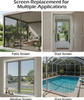 Six Piece Window And Door Screen Replacement Repair Kit With Charcoal Fiberglass Mesh Vinyl Spline Tools for patio, door, window, and pool applications.