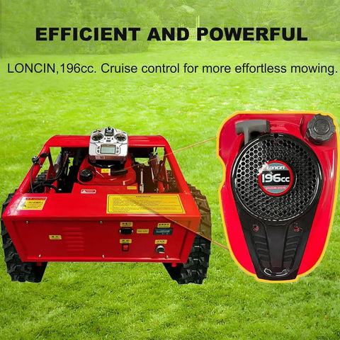 Automatic Remote Control Lawn Mower With Multifunction Mowing Robot featuring Loncin 196cc engine on grass field