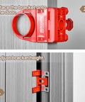 Door Lock Installation Kit For Wooden Doors With Guide Template And Carbon Steel Hole Saw Set, red bracket on door.