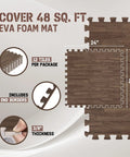 Diagram showing Interlocking EVA Foam Floor Tiles Puzzle Mats With Border 24x24 Inches, featuring 48 Sq Ft coverage details.