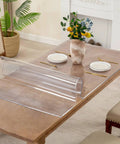 Clear 14 x 24 Inch Table Cover Protector Waterproof 2mm Thick Vinyl Desk Mat For Home Office And Dining Tables displayed on wooden table.