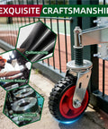 Close-up of Heavy Duty 6 Inch Gate Wheel With Spring Loaded Shock Absorber Handles 700 Lbs for smooth rolling access.