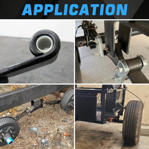 Eight Nylon Trailer Leaf Spring Bushings Kit With Nine Sixteenths Inch Inside Diameter And One And Three Quarters Inch Length in use