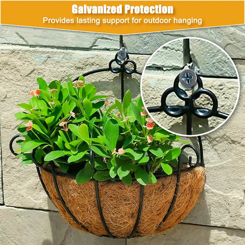 Metal wall planter with flowers mounted on stone surface using Heavy Duty Concrete Anchors And Screws Kit For Drywall Masonry And Brick 180 Piece Wall Hanger Set With 90 Drywall Anchors And 90 Flat Head Screws Includes Drill Bit For Picture Frames And Wall Decor.