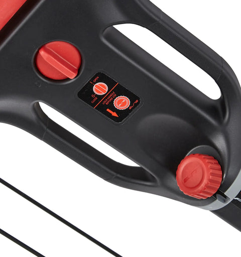 Close-up of adjustment mechanism on Floating Feel Bike Roller Trainer For Indoor Cycling, featuring red knobs and settings labels.