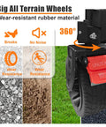 Close-up of all-terrain wheel with wear-resistant rubber for 41 Inch Long Collapsible Wagon Cart With 460 Pound Capacity Beast Heavy Duty Folding Beach Wagon On All Terrain Wheels Utility Cart For Camping Garden Shopping And Sports Black.