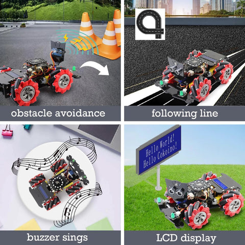 LK COKOINO 4WD smart car robot kit with Mecanum wheels for Arduino; programmable DIY STEM toy